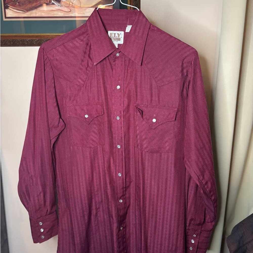 Ely Cattleman Burgundy Western Shirt